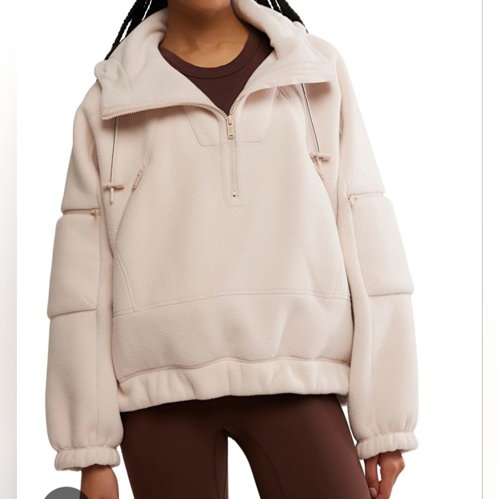 Free People Wild And Free Pullover. 1/2 Zipper Hooded Jacket - Picture 4 of 10